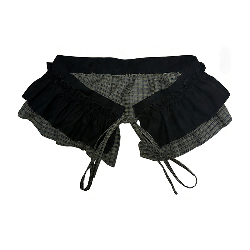Demi-jupe à grille de conception coréenne pour femme, jupe courte ample d'hiver, vêtements d'extérieur polyvalents, tablier, ceinture, Style doux, toutes saisons