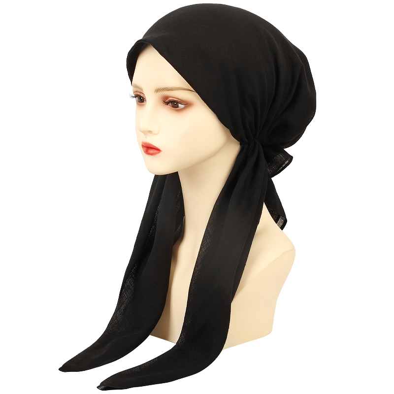 Geebro femmes élégant pré-attaché Turban chimio casquette musulman Hijab casquette intérieure bonnets Bonnet longue queue foulard chapeau bandeau casquettes