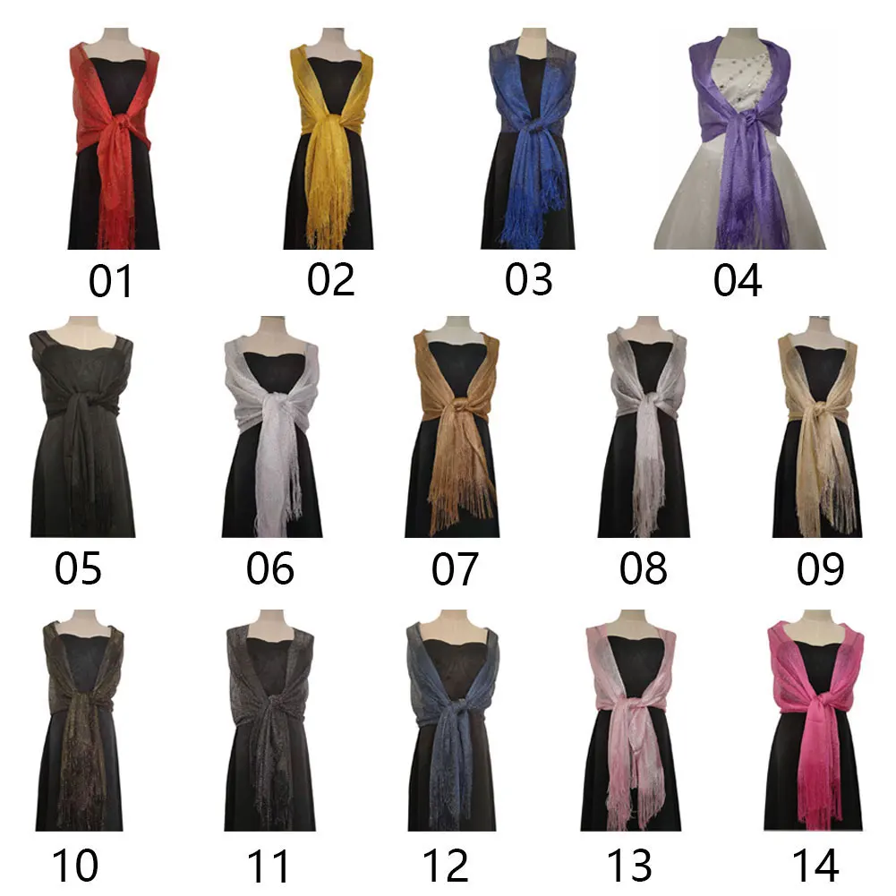 Robes de soirée châles élégants femme doré argenté fil glands mariée demoiselle d'honneur fête mariage tempérament accessoires écharpe