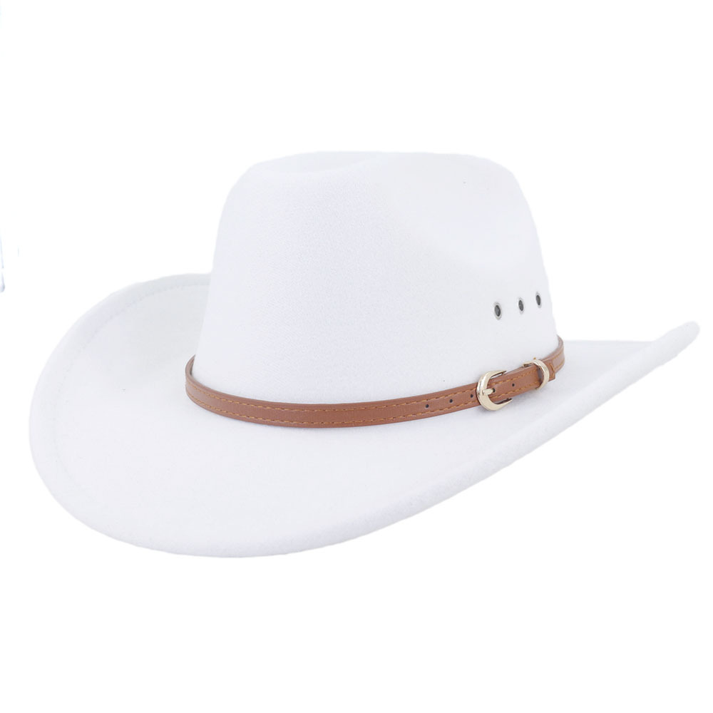 Chapeau de Cowboy occidental pour hommes, Vintage, fascinateur, fête de mariage, laine crème, Fedoras à large bord, luxe élégant, chapeaux de Cowgirl pour femmes
