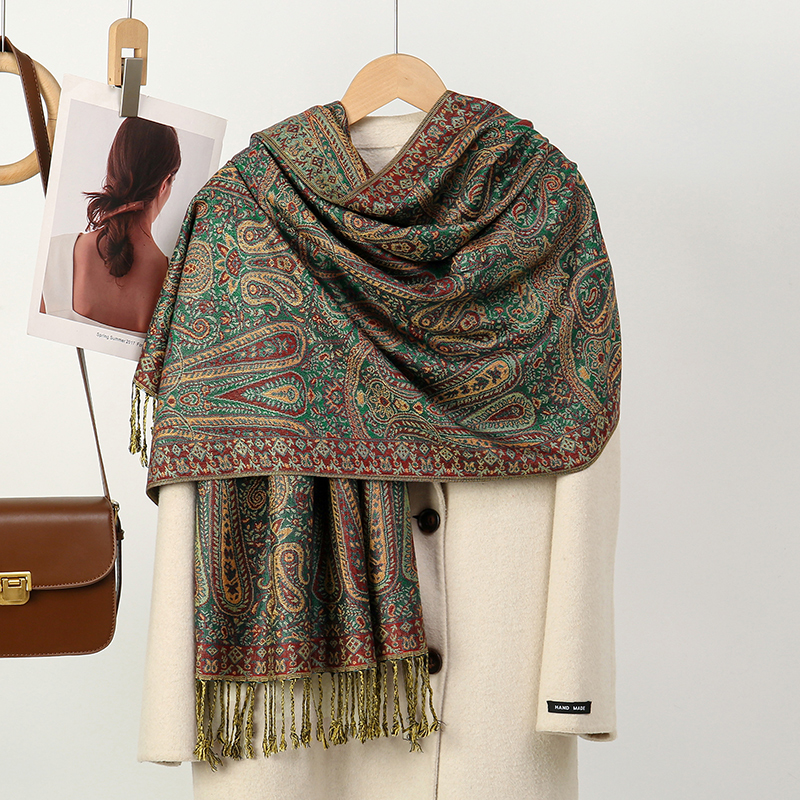 [T792] mode de luxe bohème Paisley concepteur épais Style ethnique Jacquard écharpe femmes musulman Hijab gland châle enveloppement Pashmina