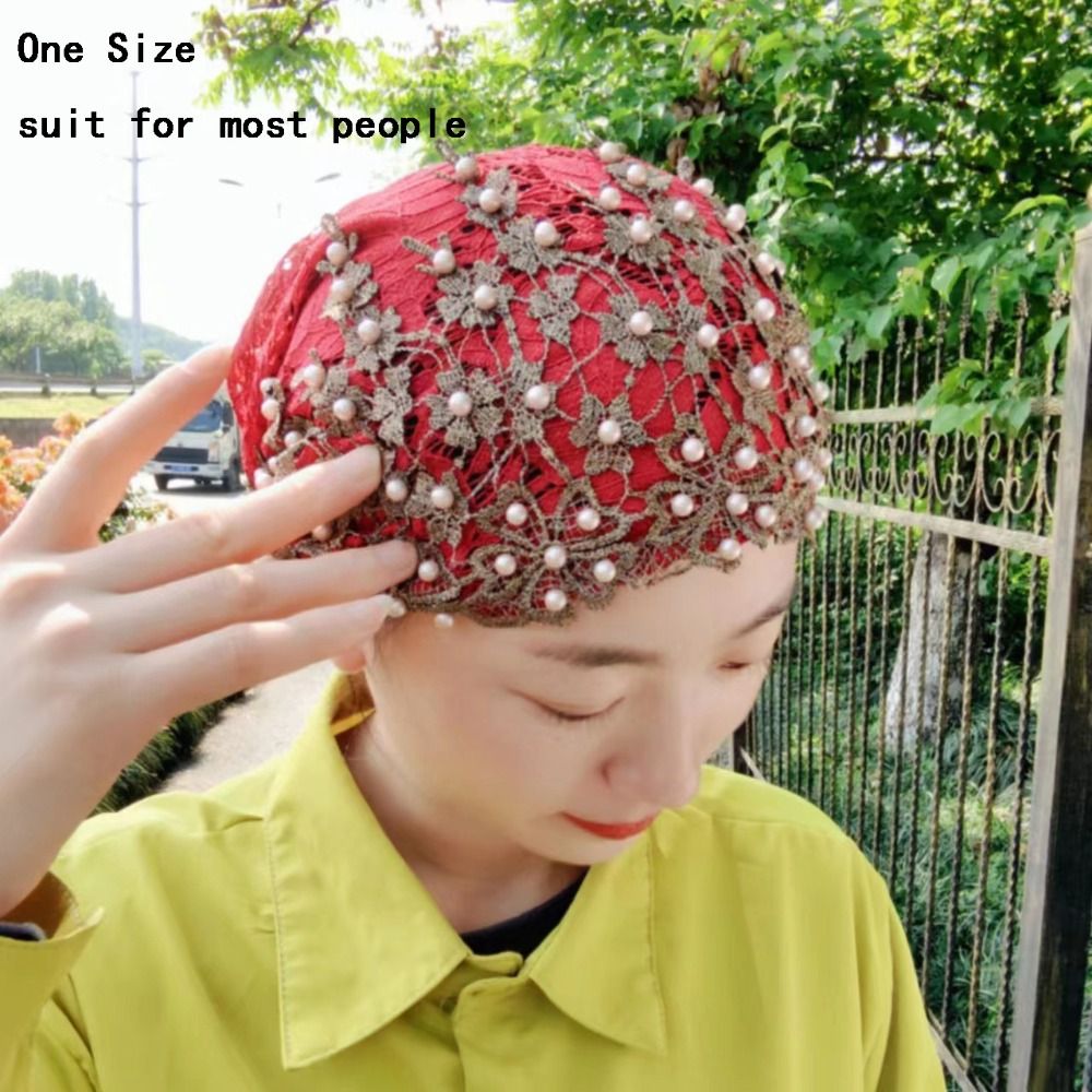 Chapeau turban en nylon brodé pour femmes, casquettes indiennes, 7 couleurs, hijabs musulmans