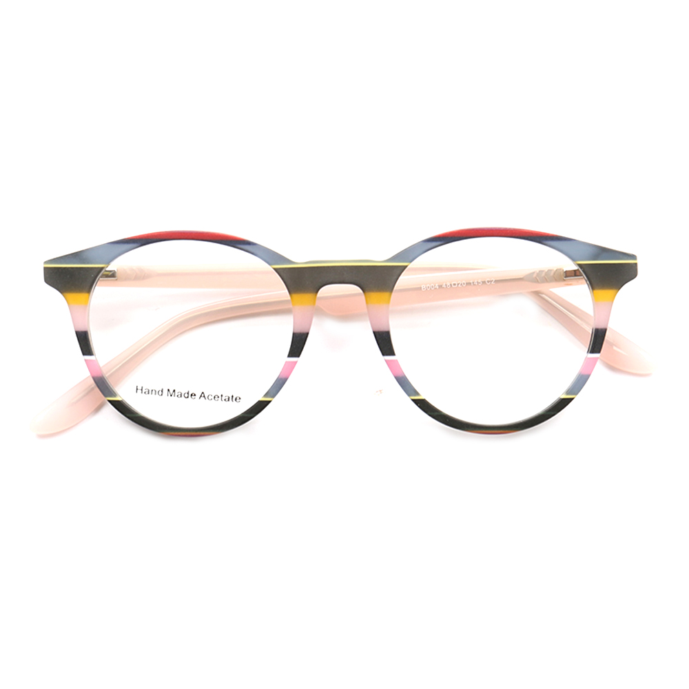 Femmes lunettes rondes montures hommes Vintage mode lunettes optiques montures lunettes rayées lunettes de Prescription bleu rose rouge