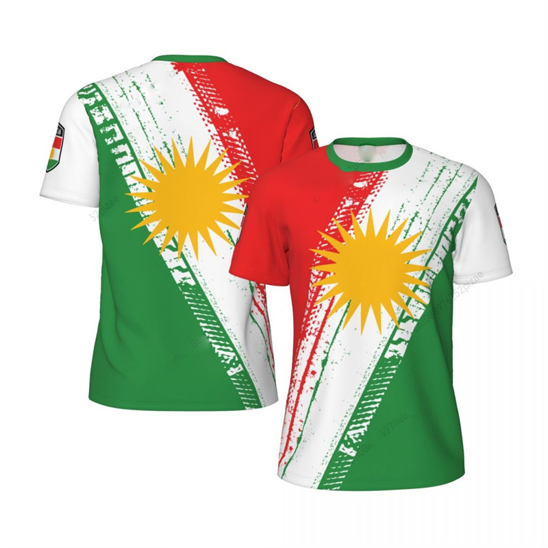 Drapeau kurde imprimé T-shirt pour hommes Football Sport rue décontracté à manches courtes col rond t-shirts course été mode kurds T-shirt haut