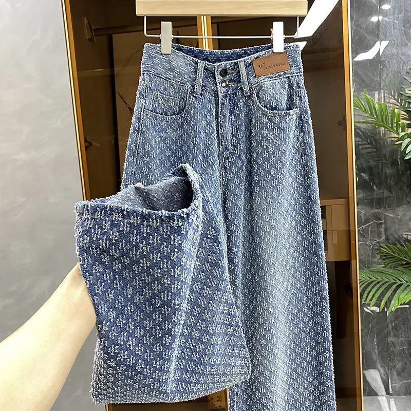 Jean femme printemps été jambe droite jean femmes nouveau Design sens pour les femmes coupe ample taille haute pantalon à jambes larges