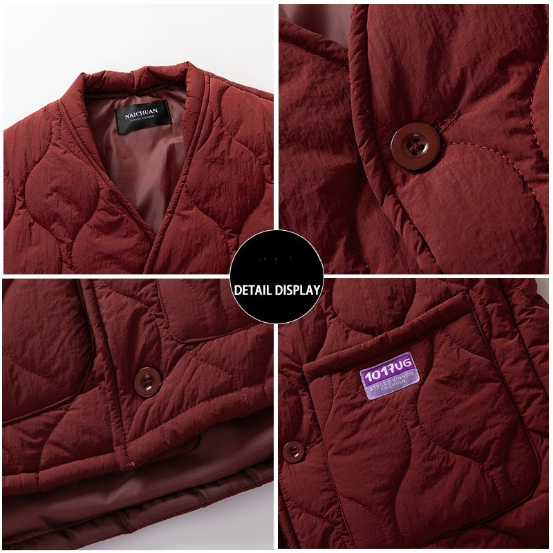 Veste rembourrée à manches mi-longues pour homme, Streetwear japonais, Harajuku, décontracté, épais, tendance, col en v, automne hiver