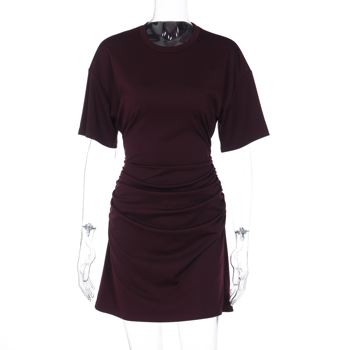 Vêtements pour femmes, nouveau produit d'automne 2026, à la mode et polyvalent, Simple, taille plissée et robe fine