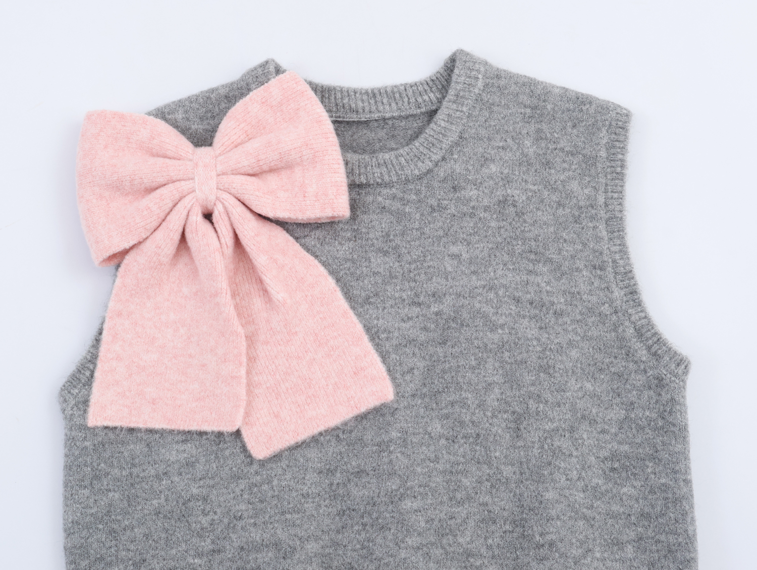 Pull tricoté sans manches pour femmes, style gilet orné de nœud pour petite amie, automne, mignon et jeune, superposition