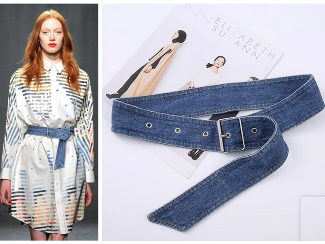 Ceinture en Denim pour femmes, boucle ardillon large, mode rétro pour jeunes filles, accessoires de port extérieur, chemise, jupe, ceintures décoratives