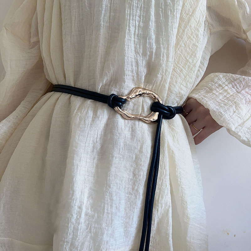 Ceinture fine nouée en corde de cuir pour femmes, boucle en métal, ceintures fines en PU, robe de dame, manteau, bretelles décoratives