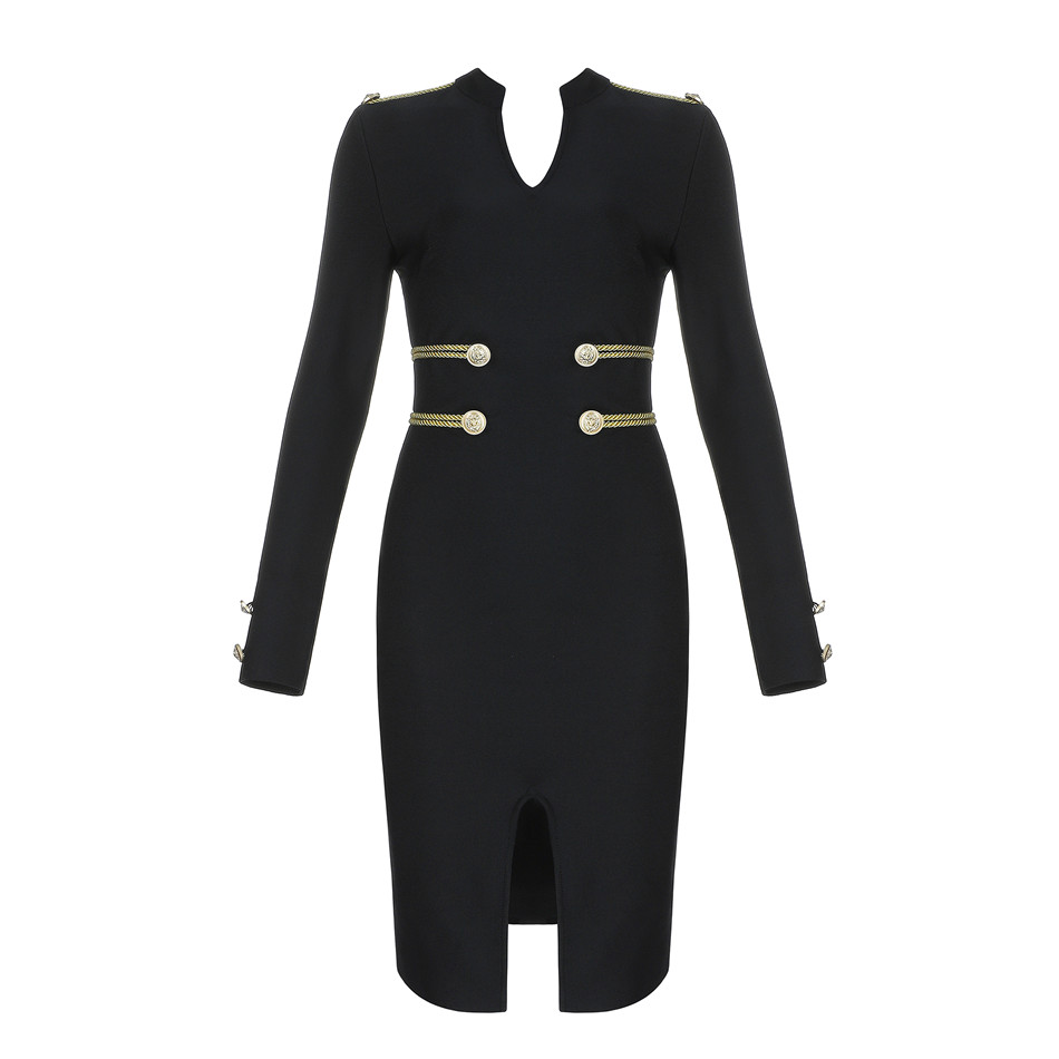 Robe à bandes pour femmes, manches longues, boutons élégants, Sexy, noir, solide, décontractée, Mini soirée, moulante, tenues, hiver