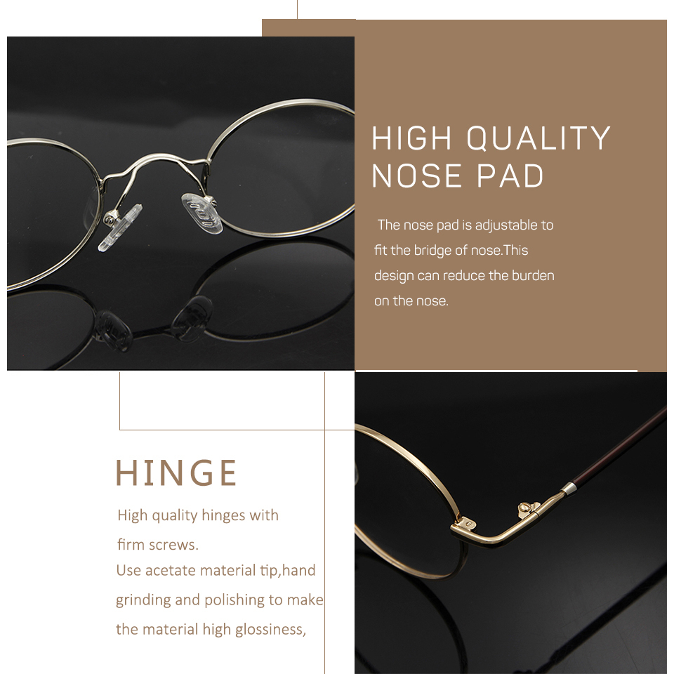 Petites lunettes rondes Vintage en métal ovale or noir lunettes cadre femmes hommes lunettes à jante complète pour lunettes de Prescription