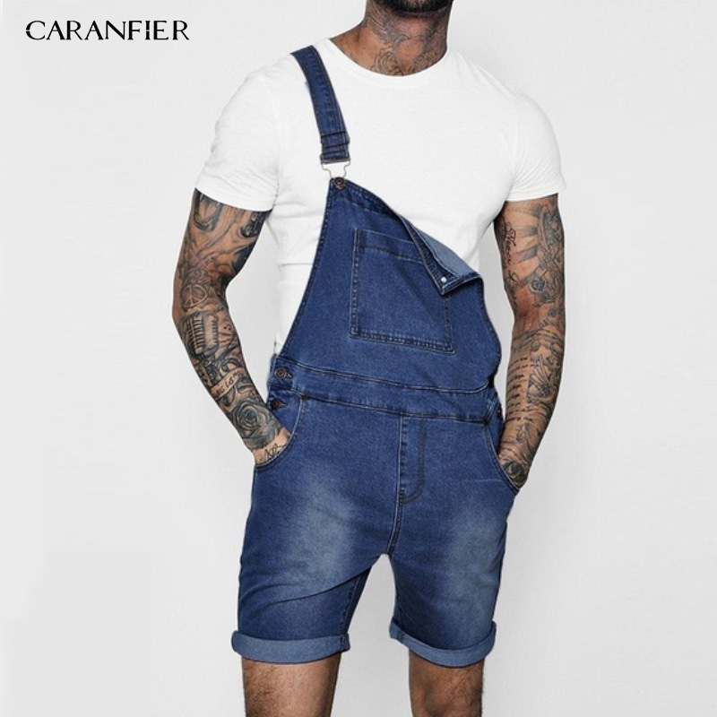 CARANFIER jean hommes combinaisons haute rue en détresse Denim salopette pour homme genou Kength pantalon lavage poche pantalon vêtements