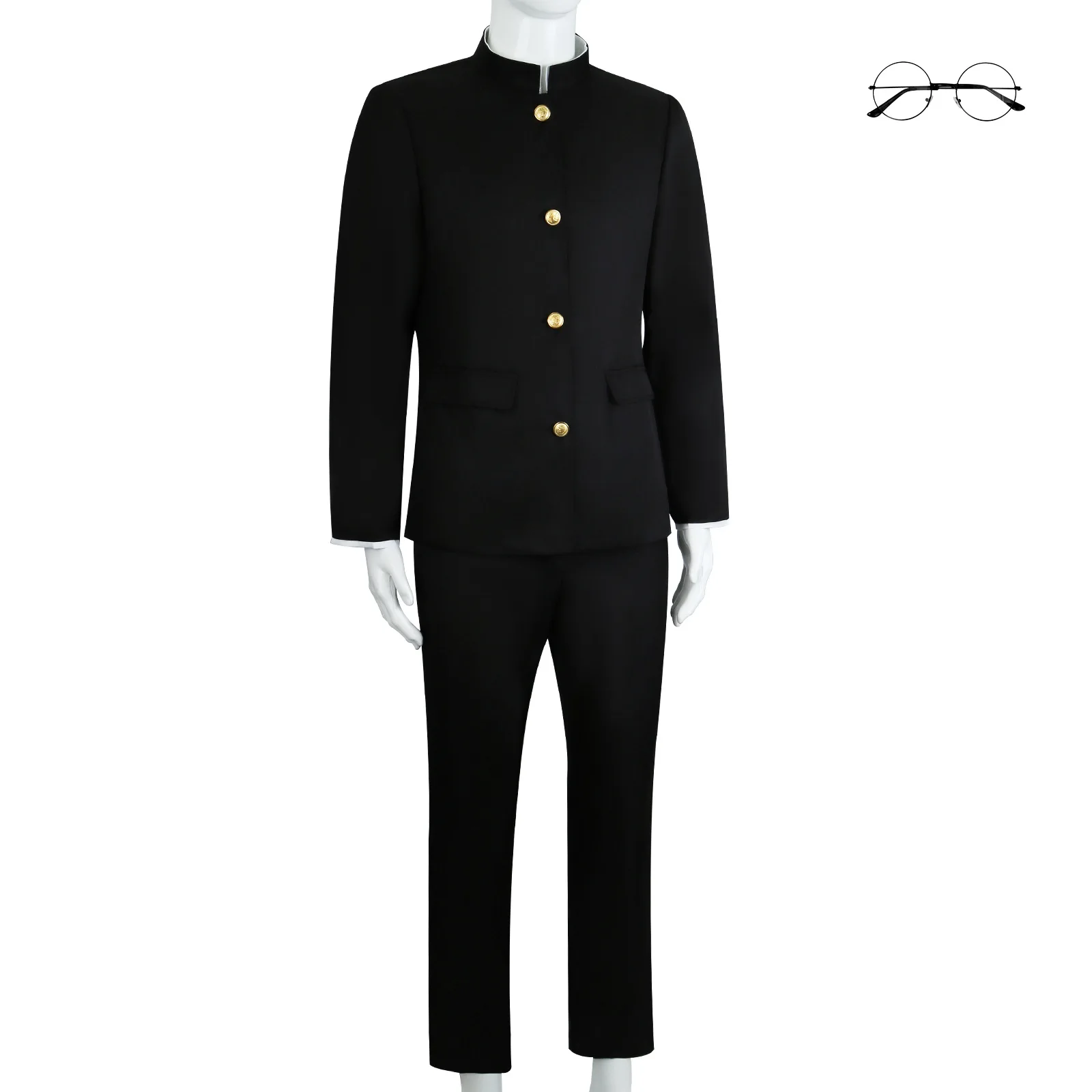 Costume de cosplay Anime Dandadan Ken Takakura, uniforme scolaire Okarun, veste noire Gakuran, tenue avec lunettes, costume unisexe pour Halloween