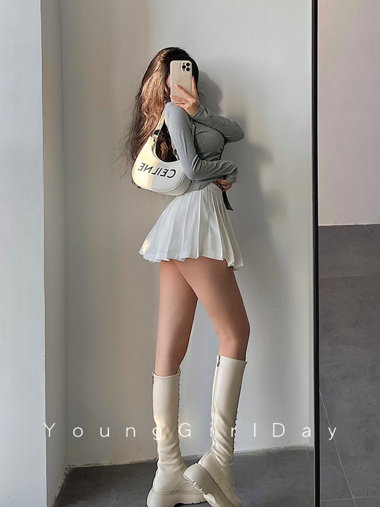 Jupe plissée avec short pour femmes, Sexy, taille haute, blanc, noir, ligne a, coréen, Gyaru, Mini jupe de Tennis, écolière, été