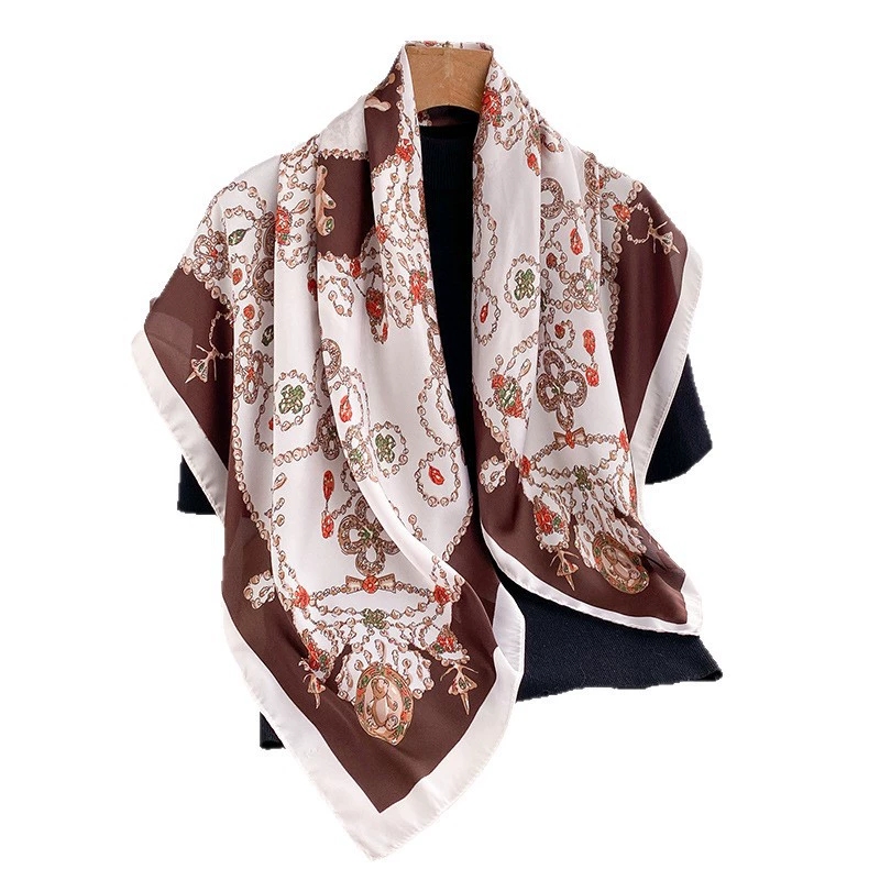 Nouvelle Arrivée 2026 – Foulard de Luxe Imprimé 90 cm, Motif Floral Rétro, Carré, pour Femmes