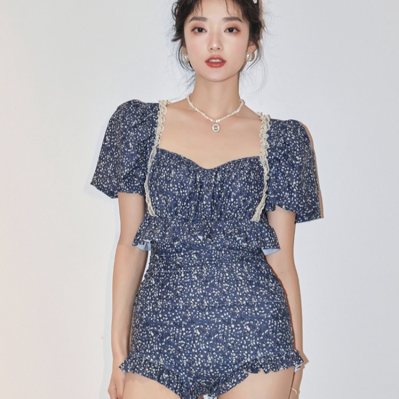 Maillot de bain pour femmes avec Pure Desire, sensation haut de gamme, Sexy, dos nu, Style Floral, jupe froncée, une pièce, pour la plage