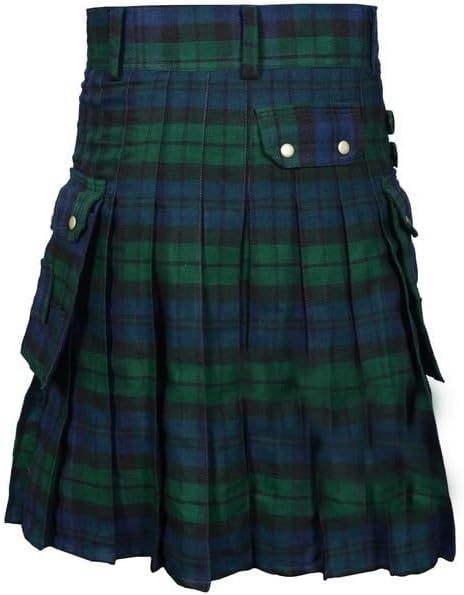 Kilts utilitaires tartan pour hommes Kilt tartan avec sangles et grandes poches cargo