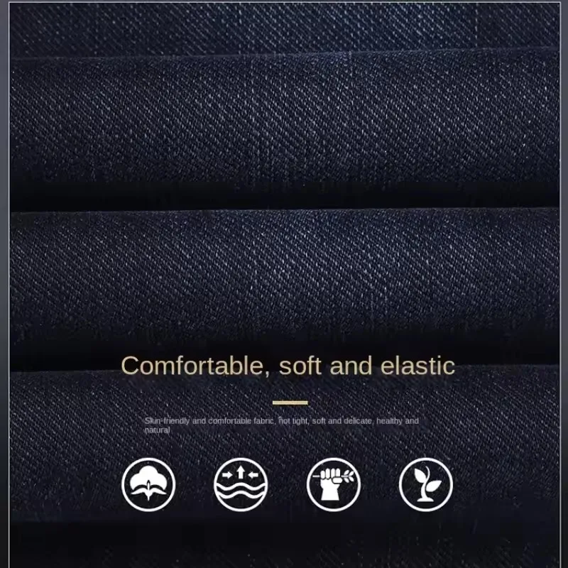 Jeans pour homme de marque, coupe droite, haute qualité, luxe léger, broderie, décontracté, polyvalent, style amincissant, silhouette lisse