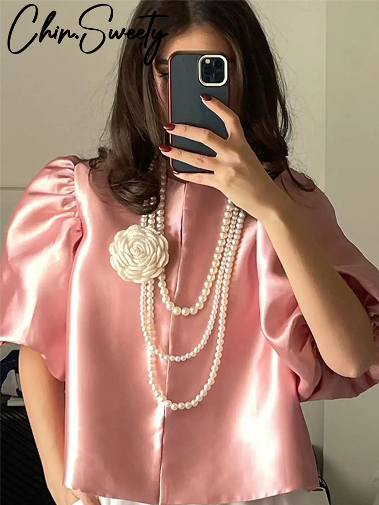 Chemise à lacets à col carré imprimé pour femme, élégant, chic, dos nu, ceinture, manches bouffantes, t-shirts pour femme, été, tout match, Y, 2024