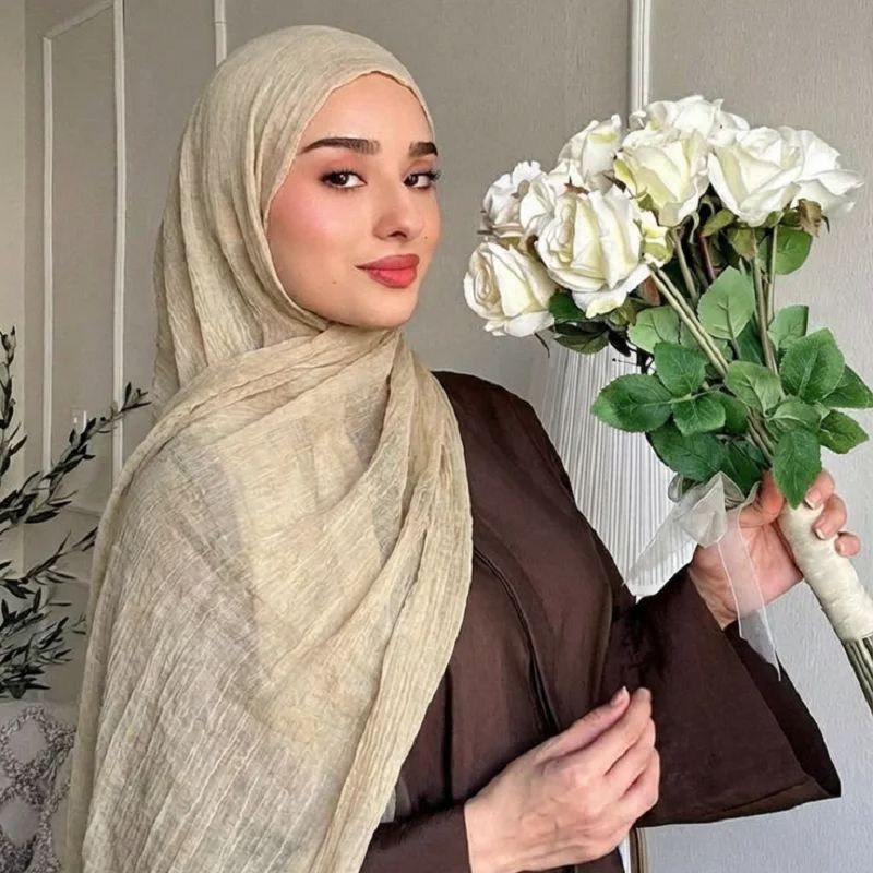 Nouveaux hijabs en coton modal rayé pour femmes musulmanes, hijab en coton plissé, foulard, couvre-chef islamique, couvre-chef doux, 180*70cm