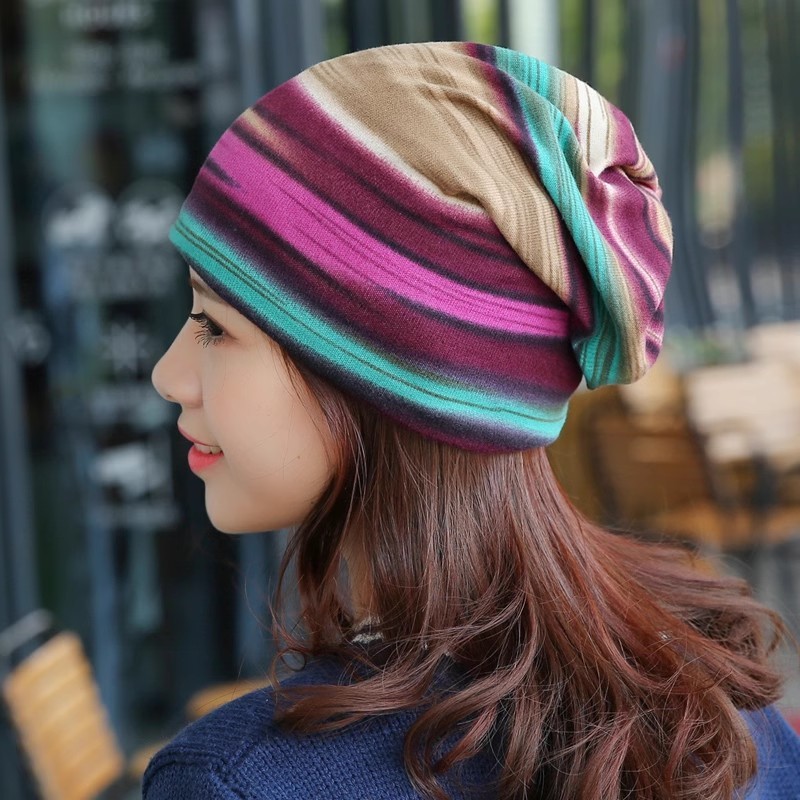 Bonnet à rayures pour femmes et hommes, chapeau turban décontracté, écharpe, bonnet baggy, garde au chaud, bonnets fins, enveloppement de sauna, cagoule, hiver