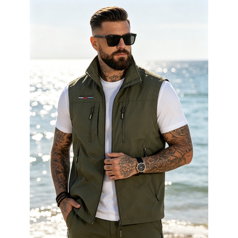 Gilet de pêche pour hommes, mode printemps-été, multi-poches, pour activités de plein air, sport, photographie, décontracté, moto.