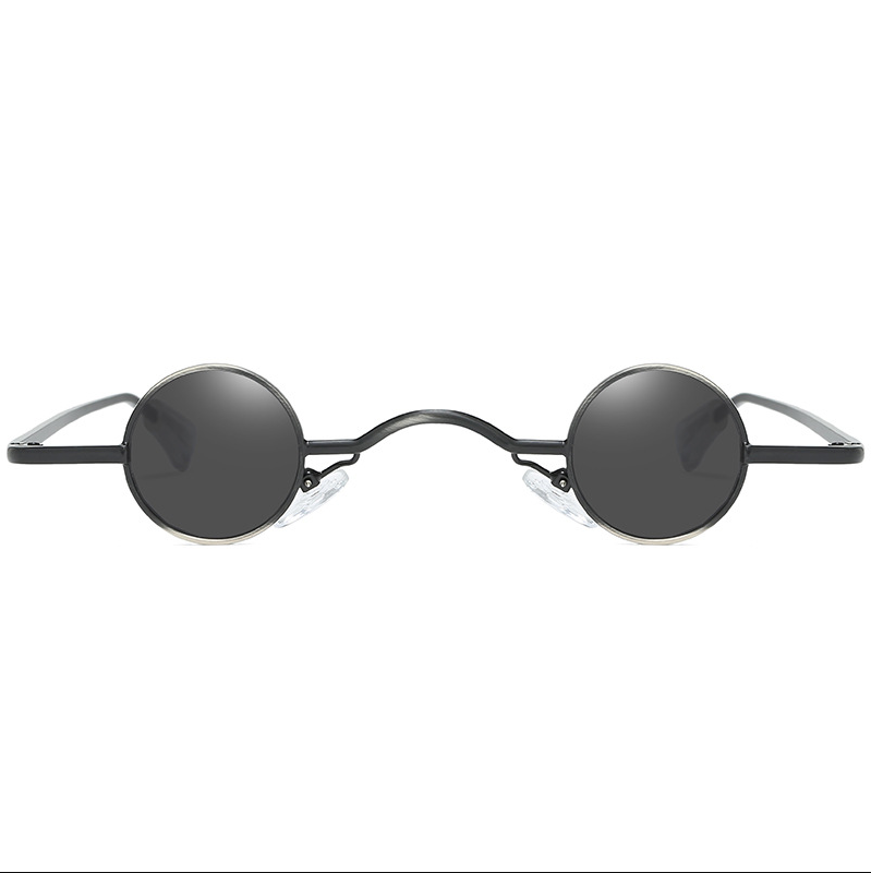 Petites lunettes de soleil rondes pour femmes, rétro, tendance, large pont, marque, styliste, punk, steampunk, vintage, nuances noires