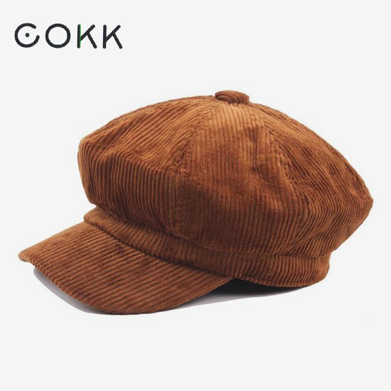 COKK-casquette Newsboy, béret pour femmes, automne hiver, casquette octogonale de peintre, chapeau Vintage anglais, Gorras Boina Feminina