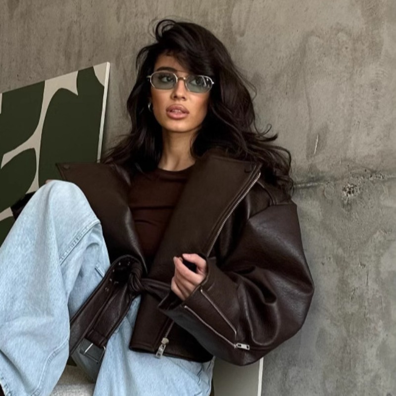 Veste en simili cuir pour femmes, printemps été, ceinture, chic, élégante, rétro, minimaliste, confortable, décontractée, tendance, tendance, polyvalente
