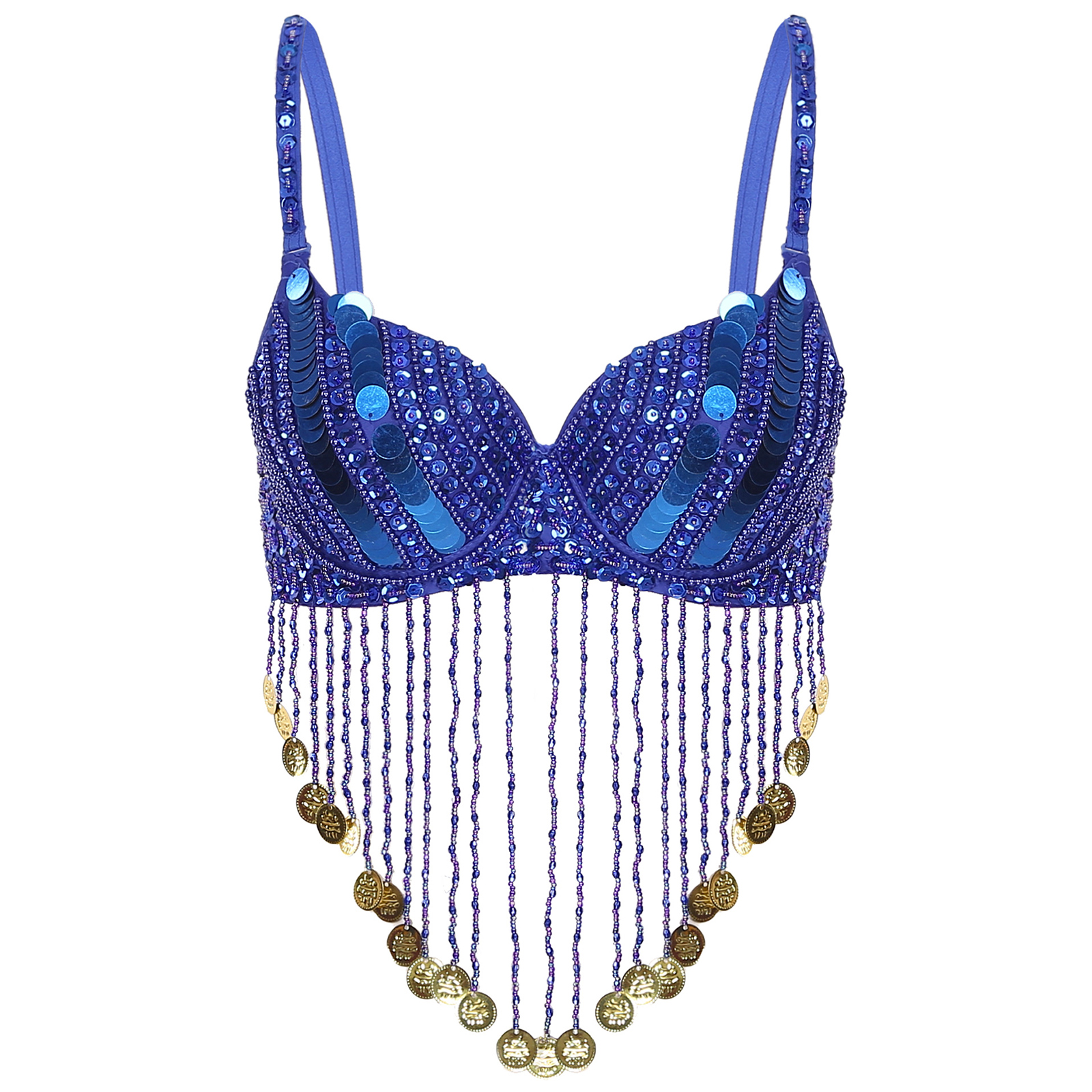 Femmes glands danse du ventre Costume brillant perlé à armatures soutien-gorge paillettes Festival de musique hauts de fête Rave fête Halloween Costumes