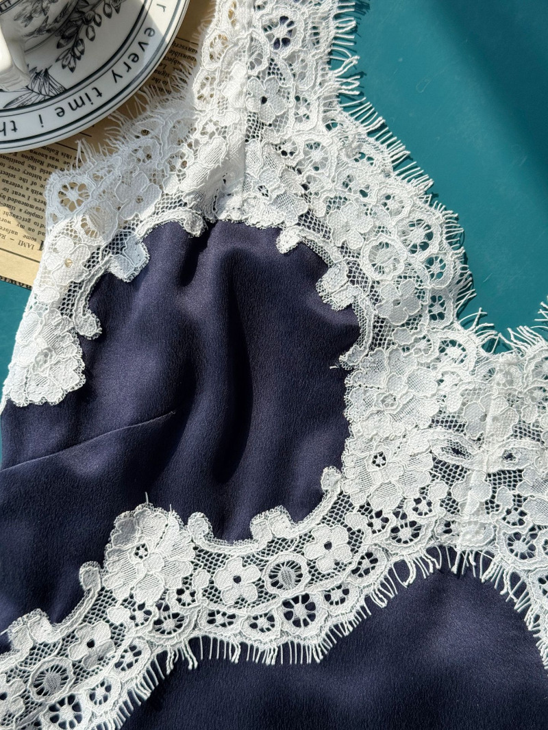 Robe d'été 100% soie 2026, nouvelle robe vintage à dentelle, robe mi-longue à bretelles pour femmes, robe de vacances