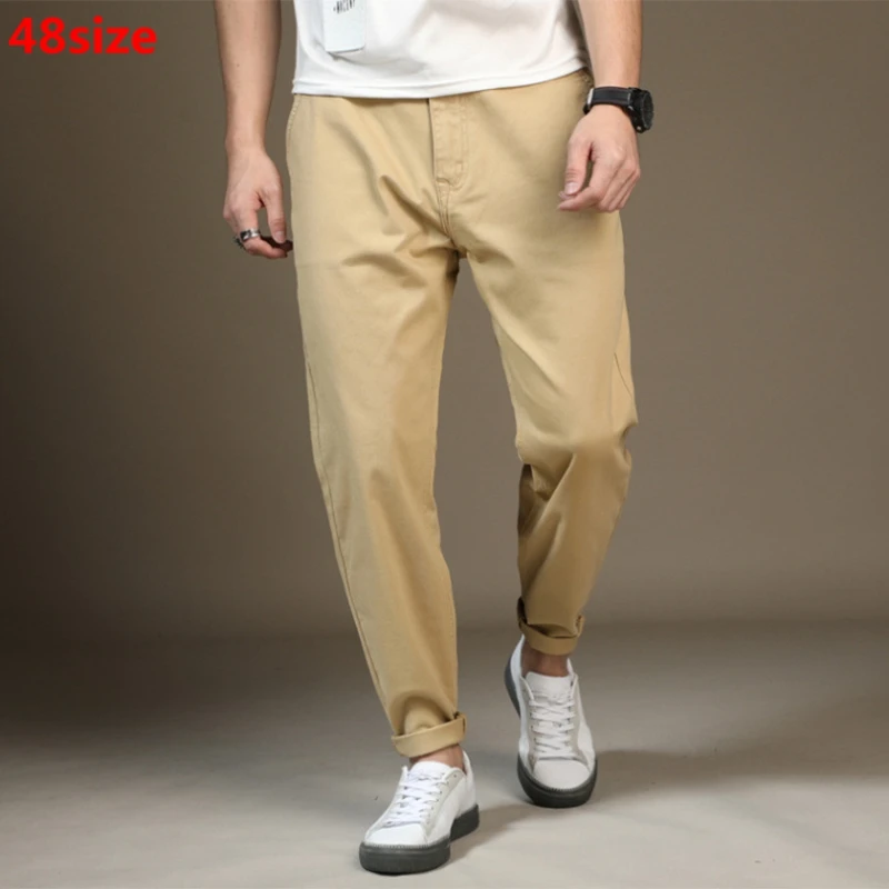 Pantalon décontracté en coton pour homme, sarouel, noir, grande taille, 46, 48, nouvelle collection printemps