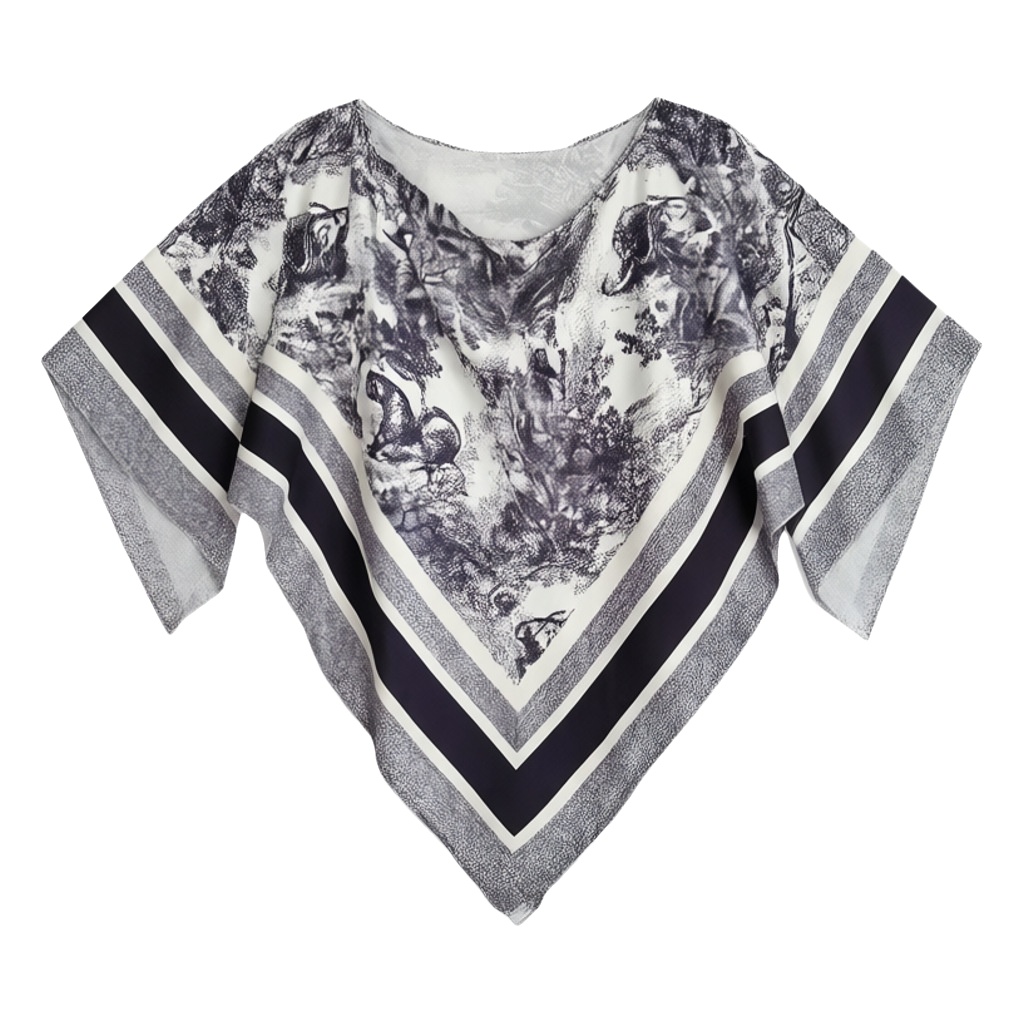 Chemisier en soie style français décontracté à épaule unique, imprimé peinture à l'eau, pour femme, idéal pour les vacances, en polyester