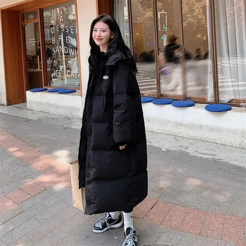 Manteau d'hiver pour femmes, mode coréenne, ample, surdimensionné, grande taille, à capuche, coupe-vent, chaud, Long, Parkas, veste de luxe en coton, nouvelle collection 2025