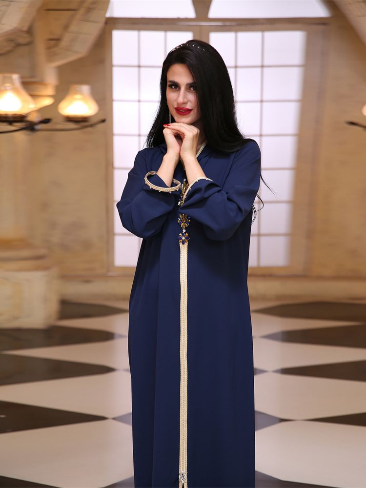 Ramadan Eid bleu Abaya dubaï turquie Islam Hijab Robe musulmane caftan Robe Longue Femme Kebaya robes africaines pour femmes Caftan