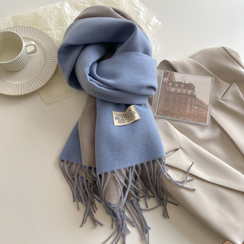 Écharpe en cachemire de style coréen pour femme, foulard de la présidence, enveloppes double face, document solide, chaud, hiver, nouvelle mode, 2023