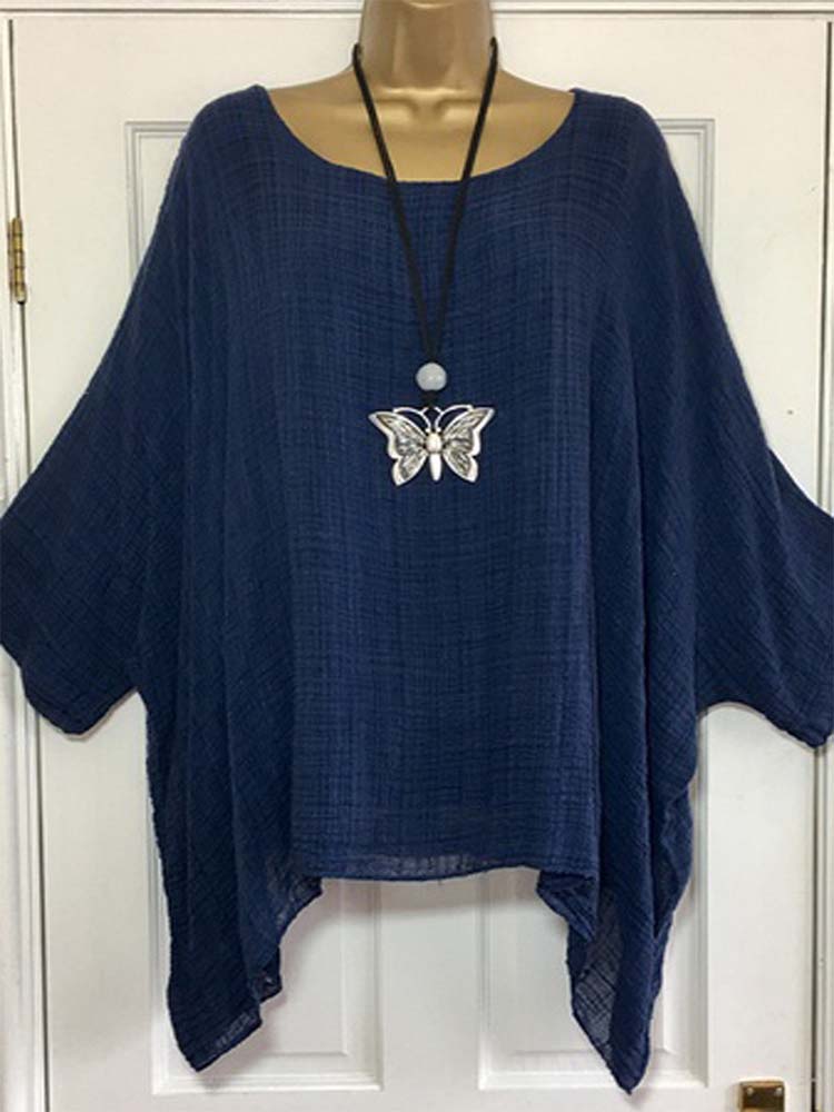 Haut ample à manches chauve-souris pour femmes Monochromatic Street Trend Pull à manches courtes T-shirt Vêtements de tous les jours pour femmes Été Nouveau