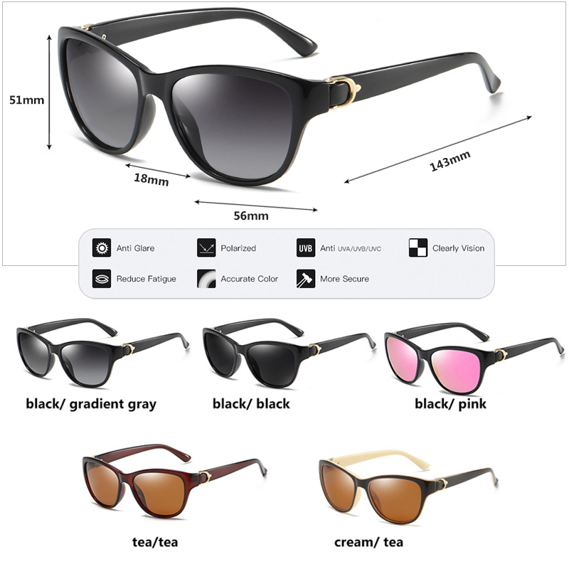 Lunettes de soleil œil de chat polarisées pour femme, design de marque de luxe 2026, élégantes, pour la conduite