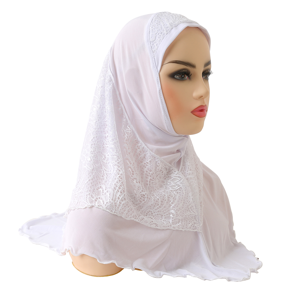 H126 Hijab de prière pour petites femmes ou grandes filles, taille moyenne 65*60cm, foulard musulman, chapeau islamique, couvre-chef Amira à enfiler.