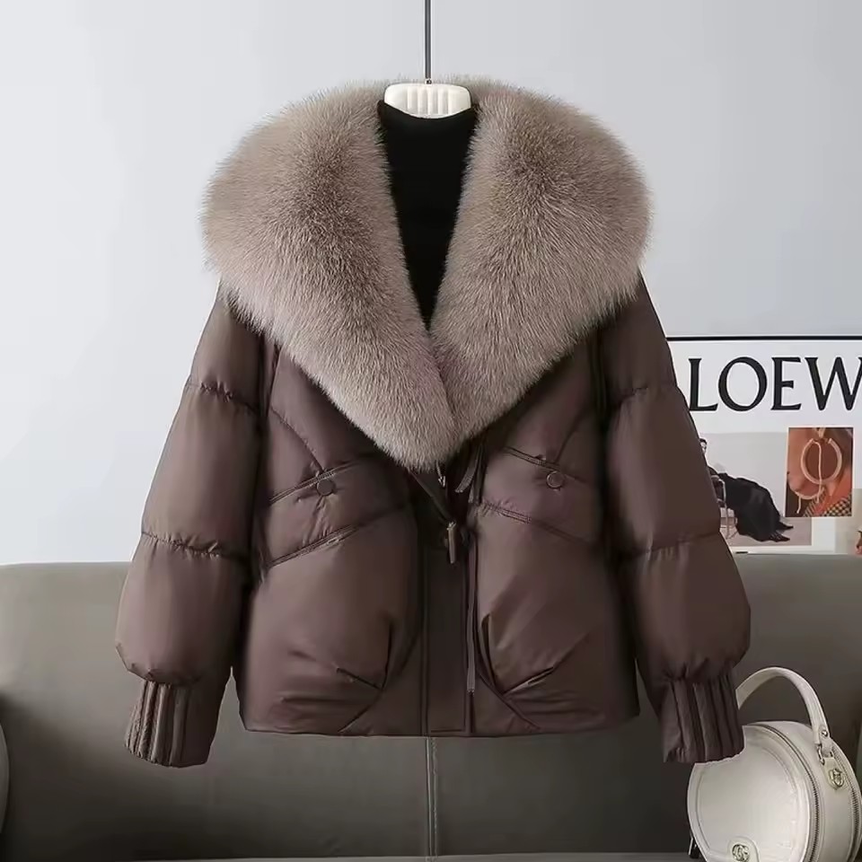 Mode hiver vers le bas coton veste femmes 2025 nouveau coréen grand col de fourrure épais court Parkas femme chaud neige vêtements d'extérieur