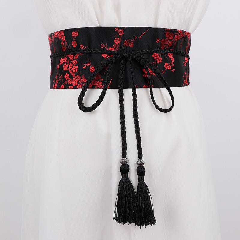Ceinture élégante pour femme avec nœud brodé floral vintage pour un look stylé