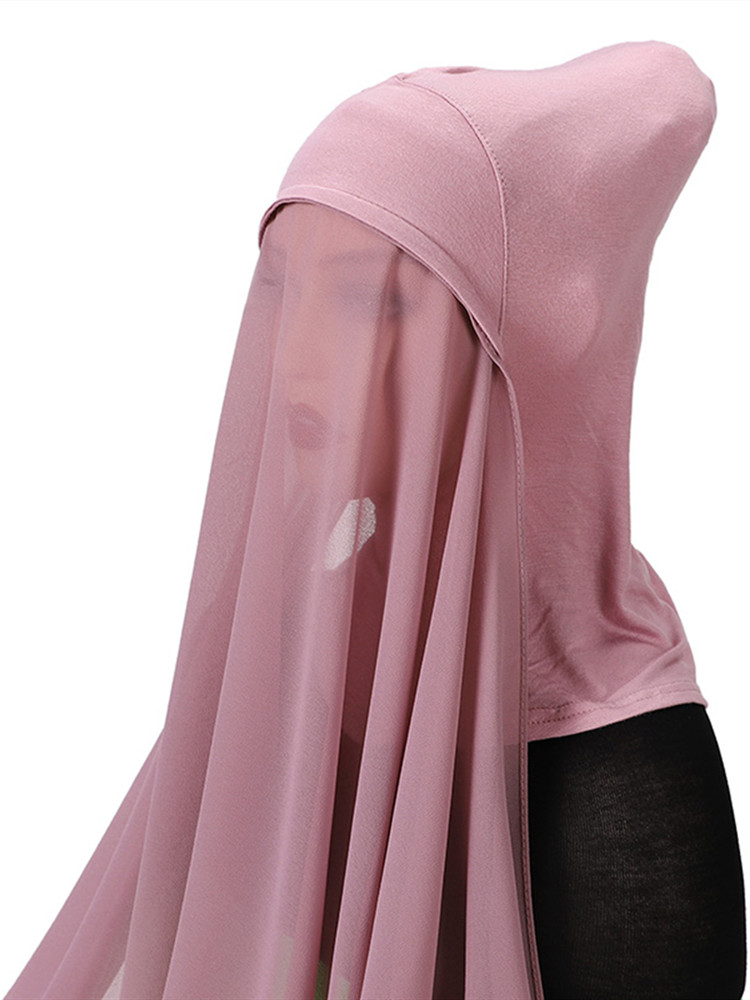 Hijab en mousseline de soie instantané, bandeau intérieur musulman pour femmes, Bonnet, Long châle avec Jersey, sous-écharpe, couvre-cou