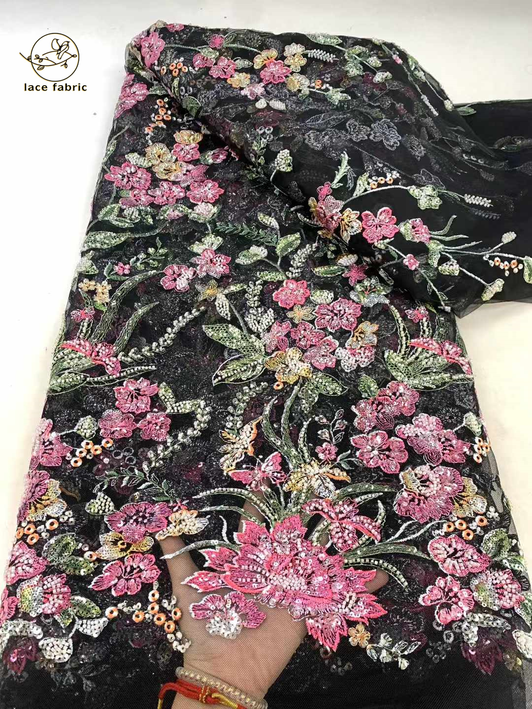 Tissu de dentelle perlée de maille française, filet de tulle nigwin africain, paillettes pour robe de soirée de mariage, haute qualité, 2025
