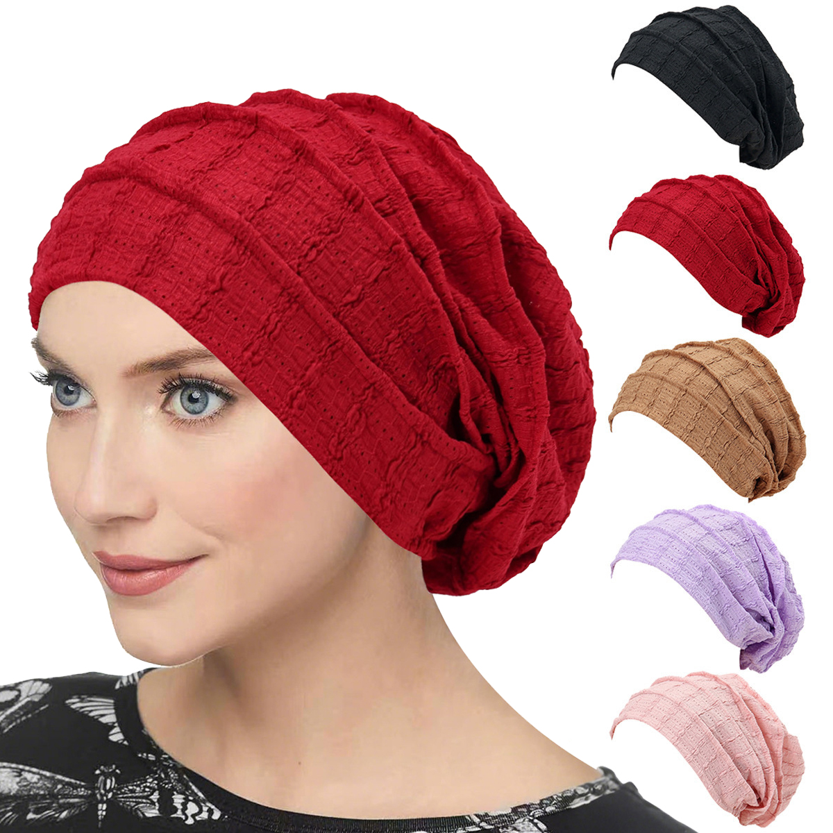 Bonnet Chimio Doux et Extensible pour Femme Ramadan, Couleur Unie, Sous-Hijab, Foulard Musulman, Turban, Chapeau