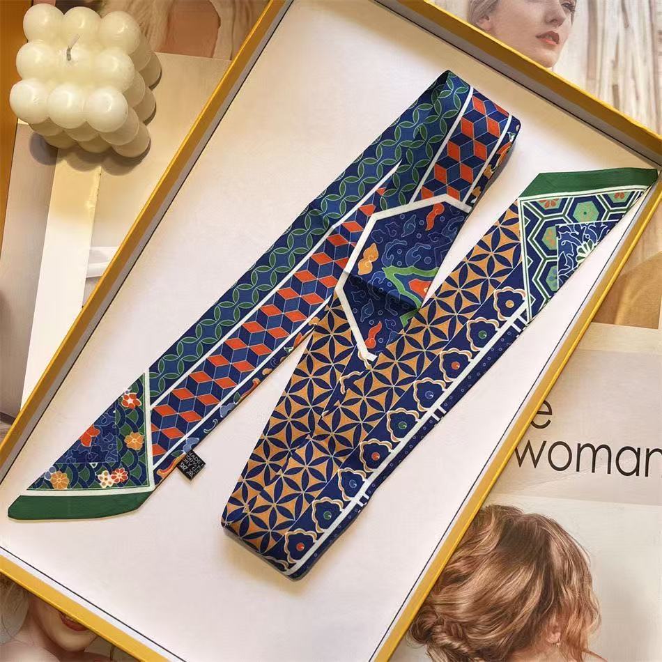 Chaud Long français Double face fleur de cajou sergé foulard en soie foulard de cou ruban multifonctionnel chemise écharpe en gros 5*90 cm