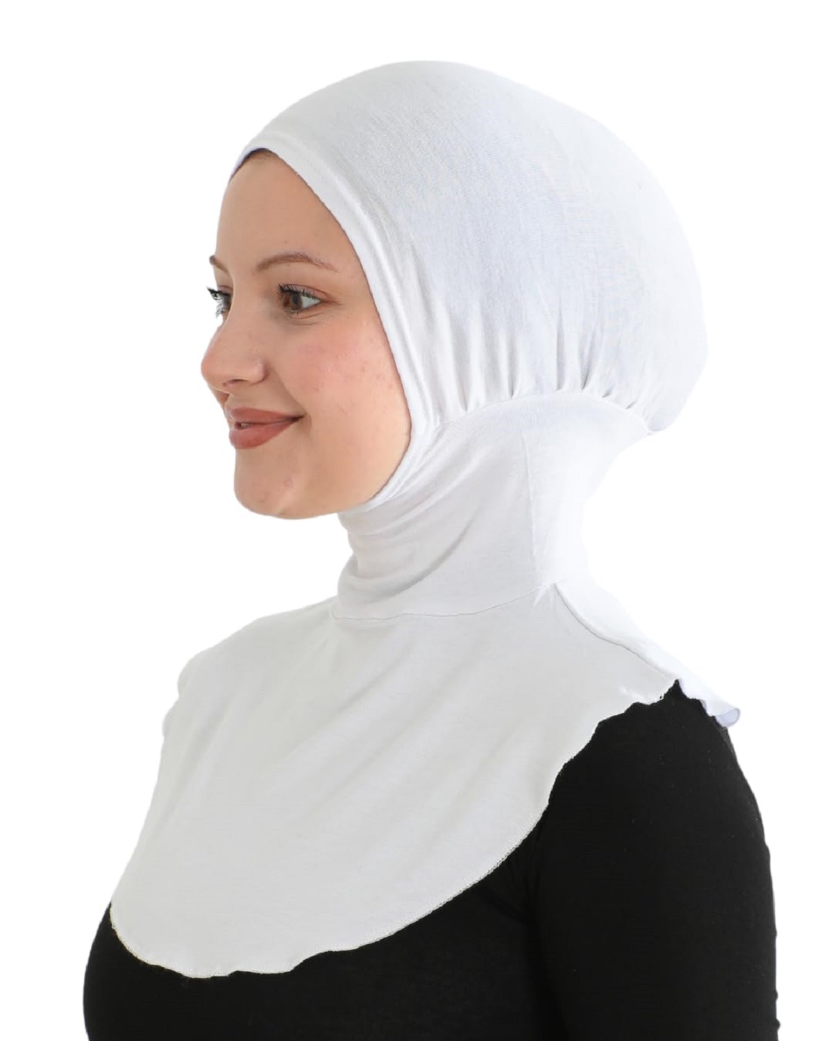Hijab polyvalent en jersey premium avec faux col intégré, bonnet foulard en coton doux pour femme musulmane, couvre-cou 40*25cm