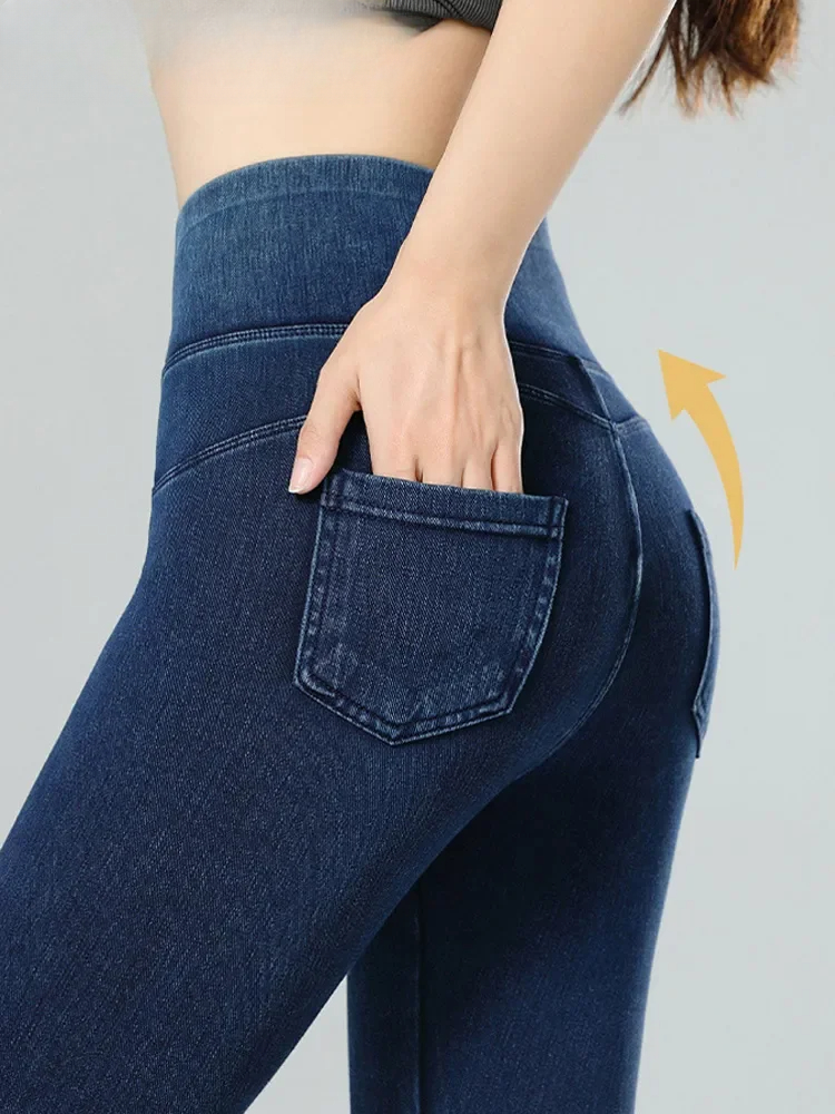 2025 nouveau Jean Legging Yoga Fitness Leggings femmes taille haute poche bout à bout Slim Skinny Jean serré Stretch jegging