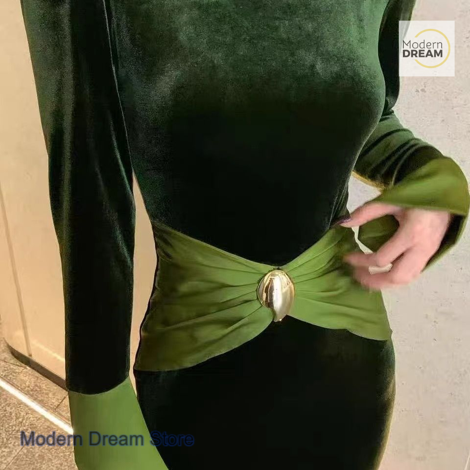 Robe coréenne noire de style palais pour femme, nouvelle mode printemps-automne, jupe en velours à coutures discrètes, élégante et amincissante