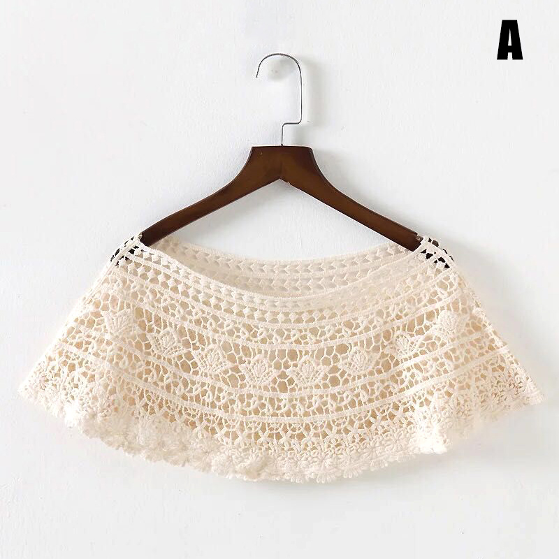 Châle poncho court en dentelle ajourée pour femme, style vintage, élégant et mignon, idéal pour mariage, robe de soirée ou comme écharpe en dentelle